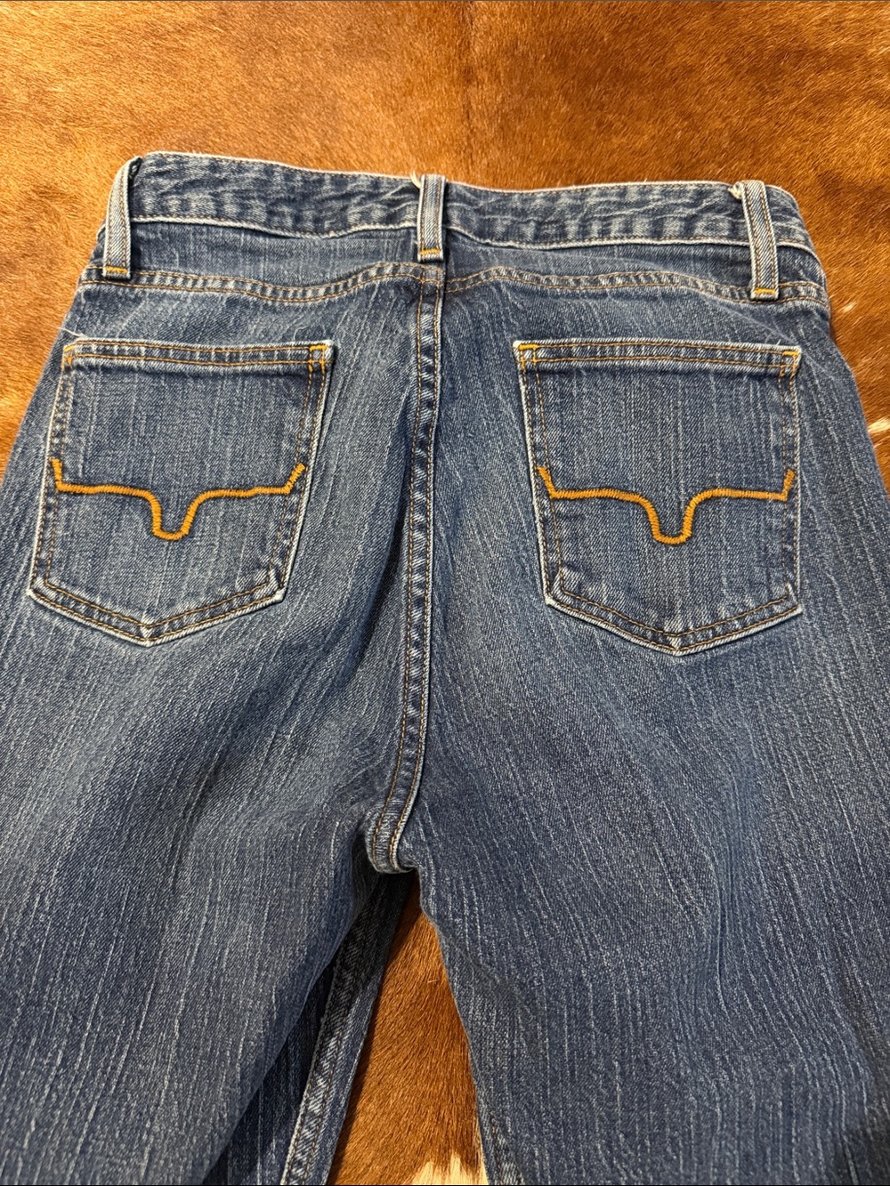 Kimes Ranch Blue High-Rise Women's Jeans with Gold Stitching